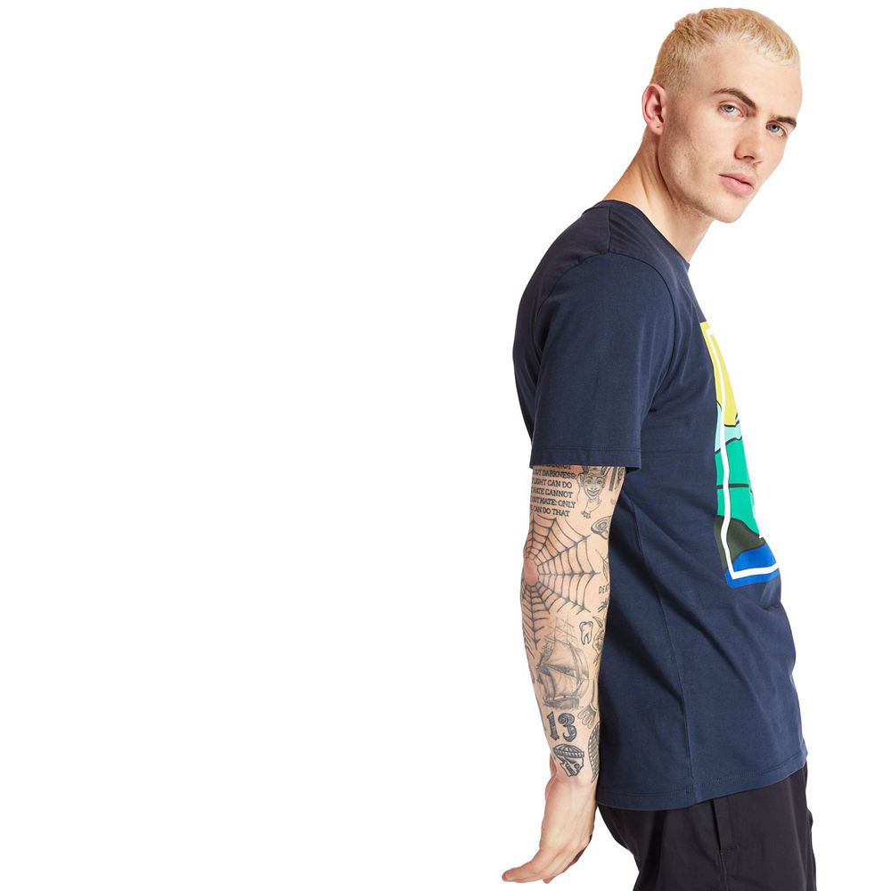 Camisetas Masculino - Timberland Kennebec River Horizon Graphic - TCRGP8439 - Azul Marinho